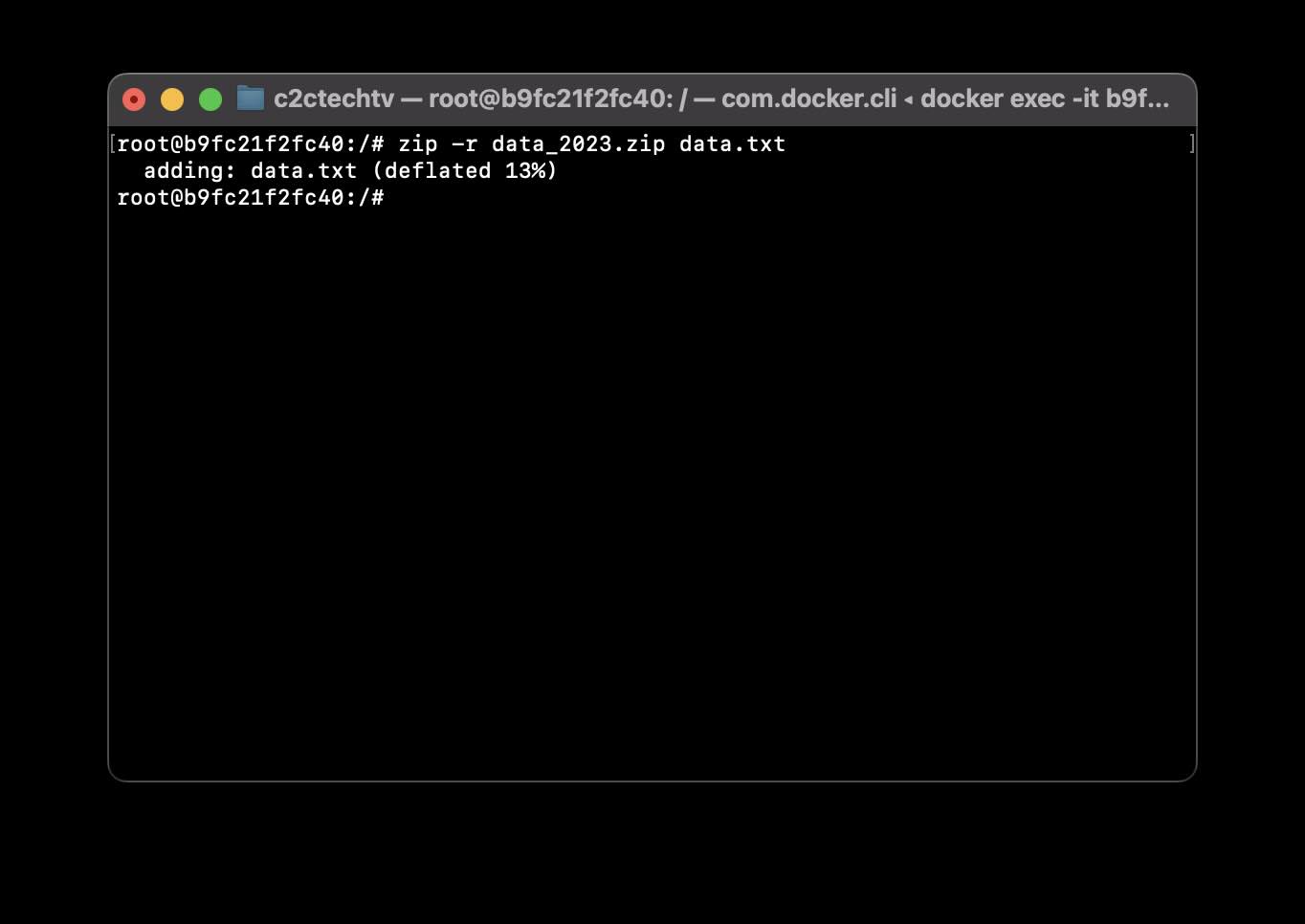 Bash Command to Zip a file or directory